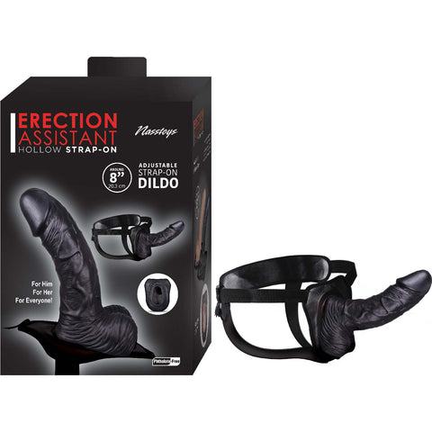 ERECTION ASSISTANT HOLLOW STRAP-ON 8"-BLACK