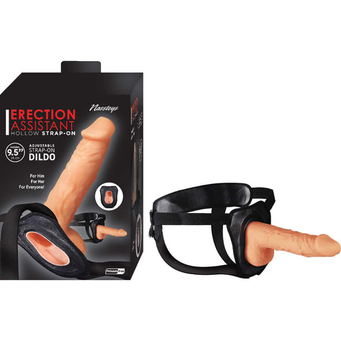ERECTION ASSISTANT HOLLOW STRAP-ON 9.5"-WHITE