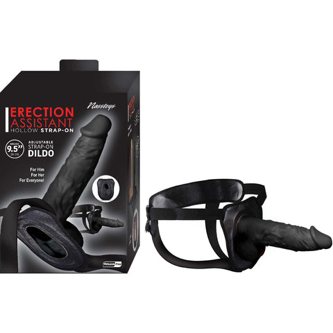 ERECTION ASSISTANT HOLLOW STRAP-ON 9.5"-BLACK